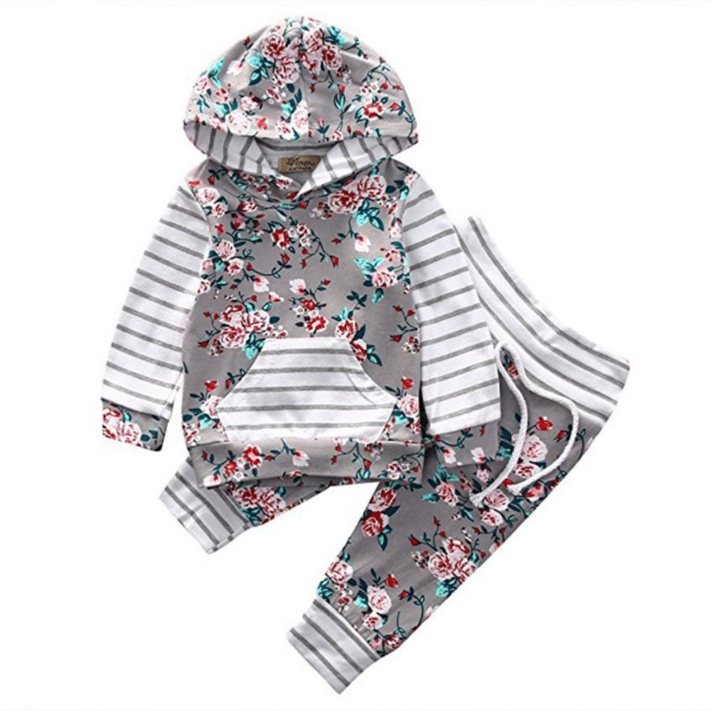 2pc Floral & Stripe Set